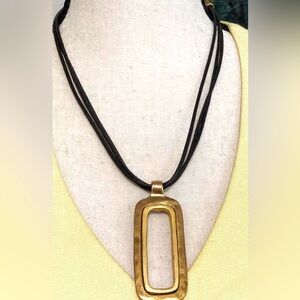 Chico's Rectangular Pendant Necklace Geometric Statement 18"